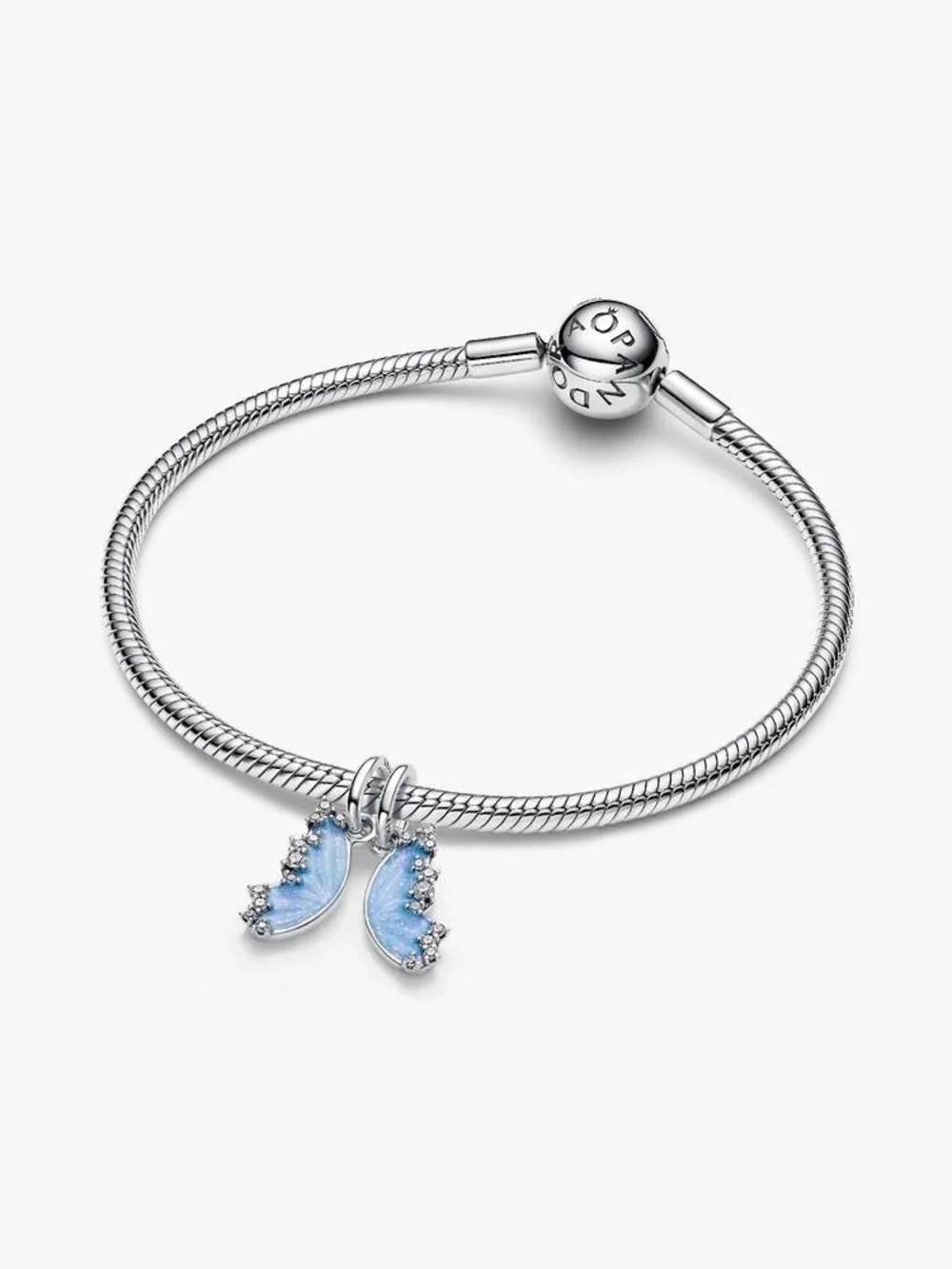 Pandora Silver Bracelet with Light Blue Dangle Charms